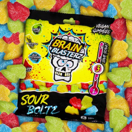 chi tiết BRAN BLASTERZ Sour Boltz Gummies Level 3 Sour 100g