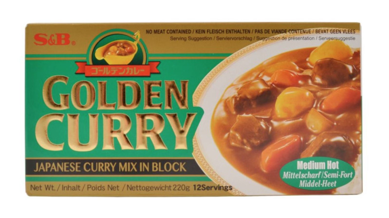 chi tiết S&B Golden Curry Medium Japonská Kari Omáčka Středně Pálivý Kari Mix 220g