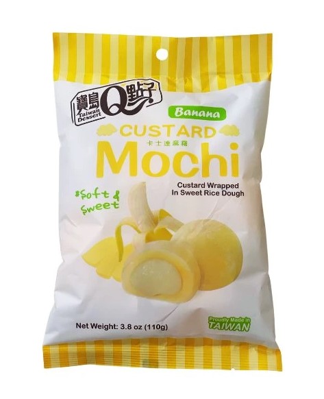 chi tiết QMOCHI Rýžové Koláčky S Příchutí Custard Banány 120g