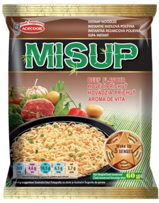 chi tiết MISUP Instantní Nudle S Příchutí Hovězí 60g