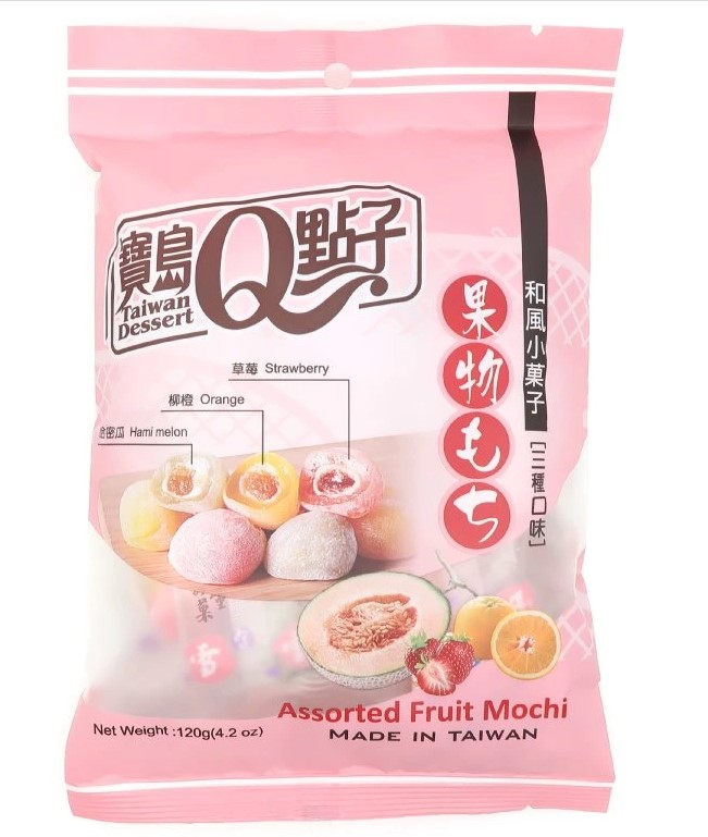 chi tiết Q Mochi Příchutí Assorted Fruit Mochi 120g Sáčky
