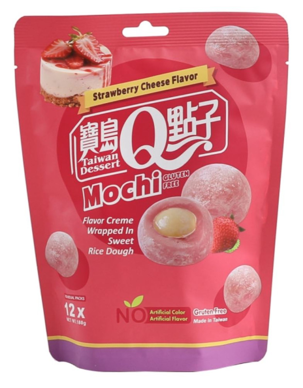 chi tiết Q Mochi Sáčky s Příchutí Jahody a Sýru 180g